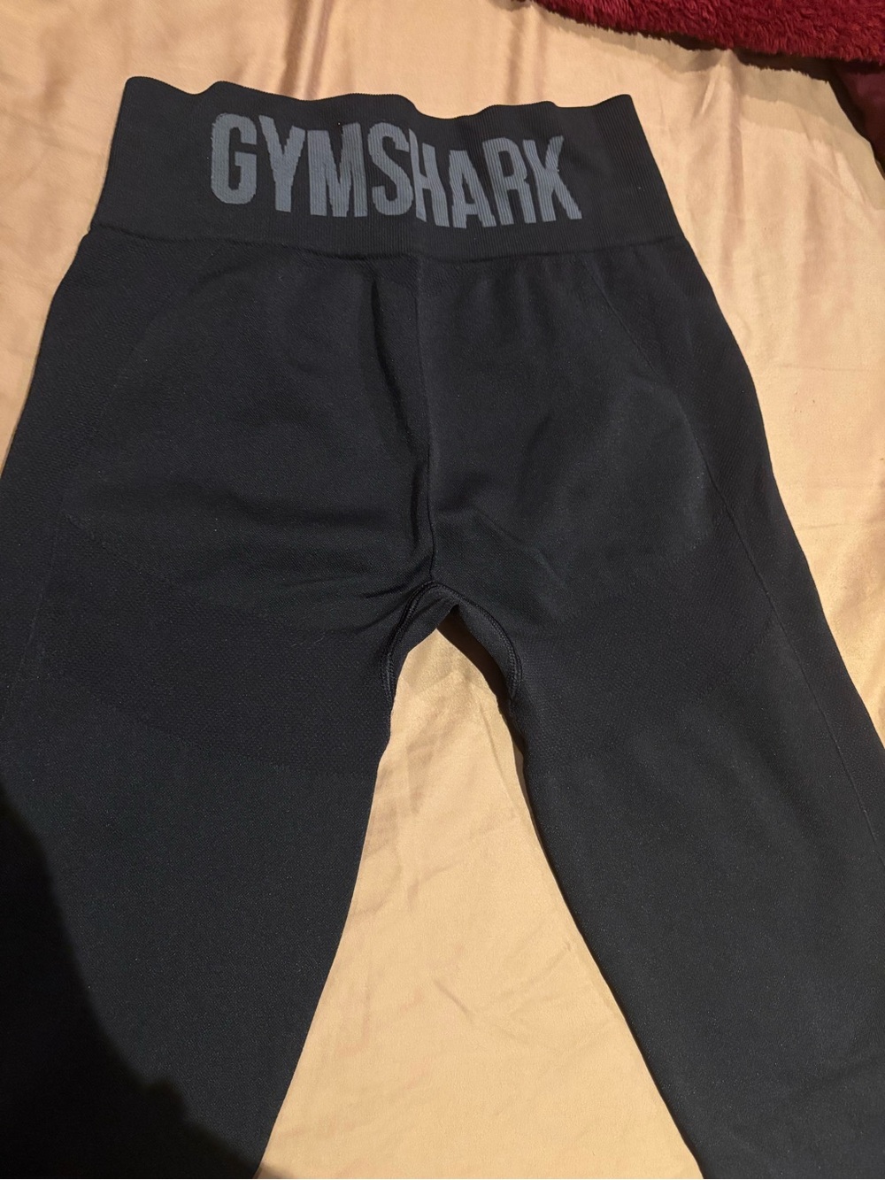 Womens Gymshark w Black Leggings with Logo Waistband